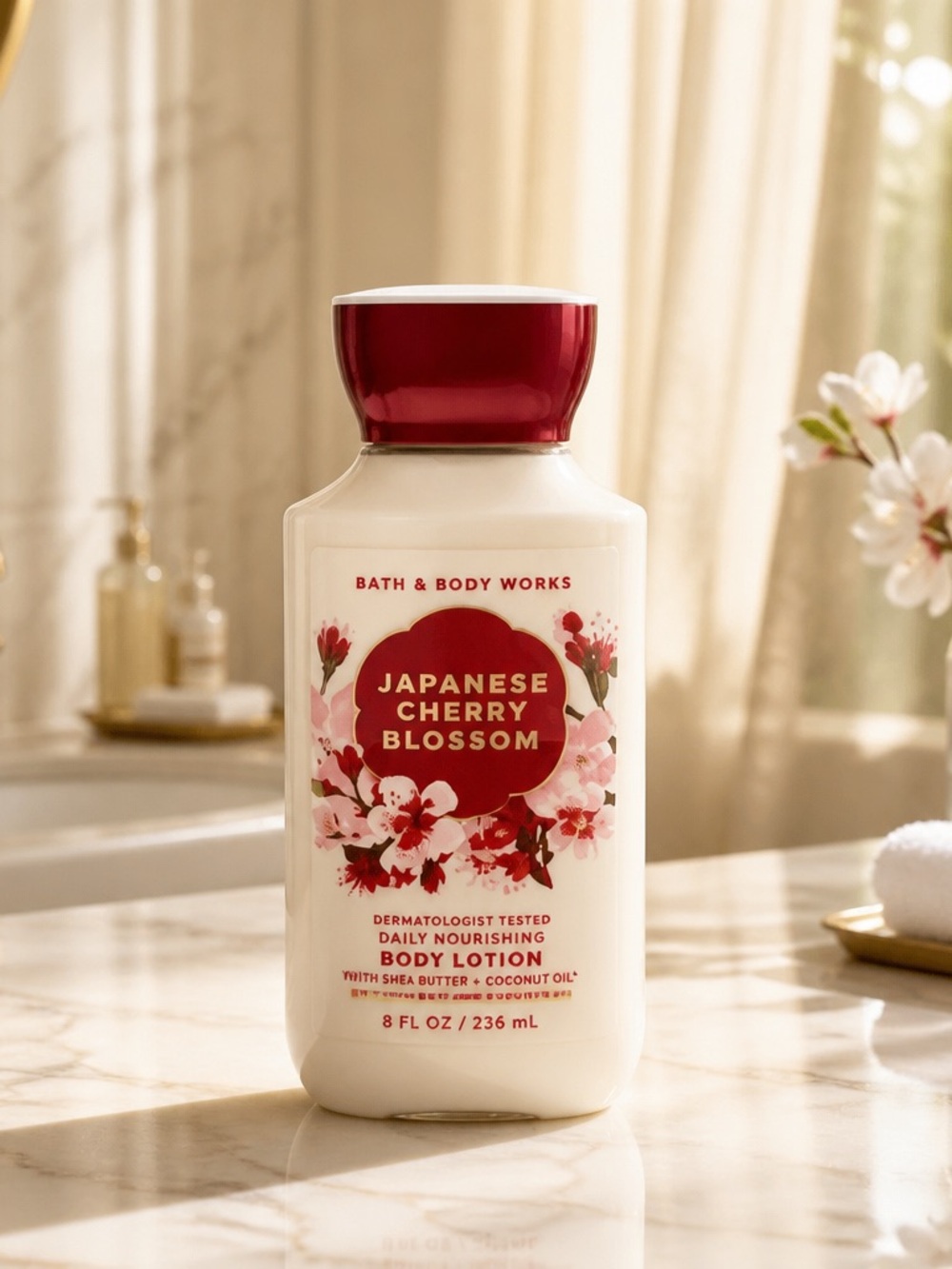 Bath & Body Works Japanese Cherry Blossom Body Lotion - Red & White